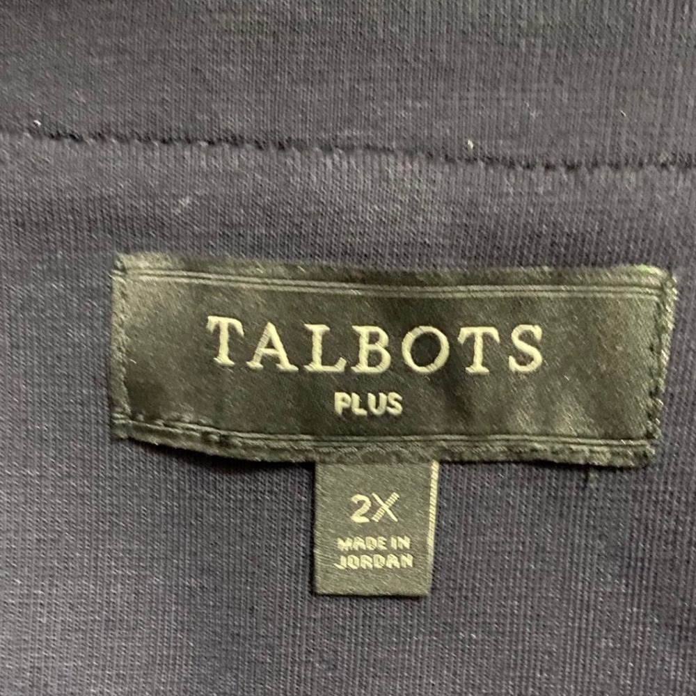 Talbots Plus 2X Navy Red White Striped Open Front Collarless Jacket Blazer - Picture 4 of 9